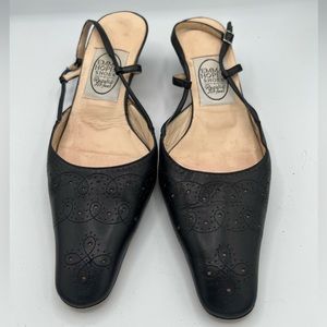 Emma Hope Leather Pointed Toe Sling Back Kitten Heels